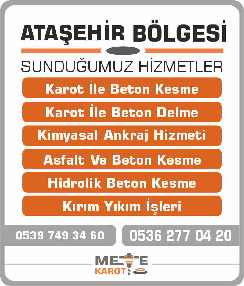 Ataşehir Karot Kesme ve Delme Beton Delme Asfalt Kesimi