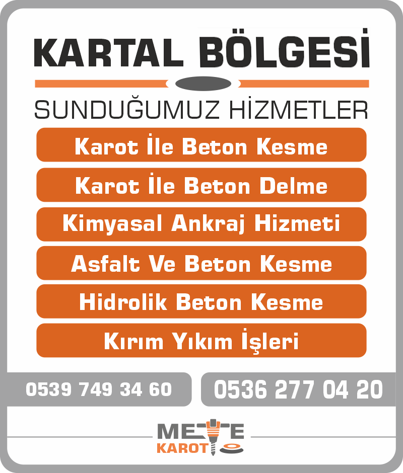 Kartal Karot Kesme ve Delme Beton Delme Asfalt Kesimi