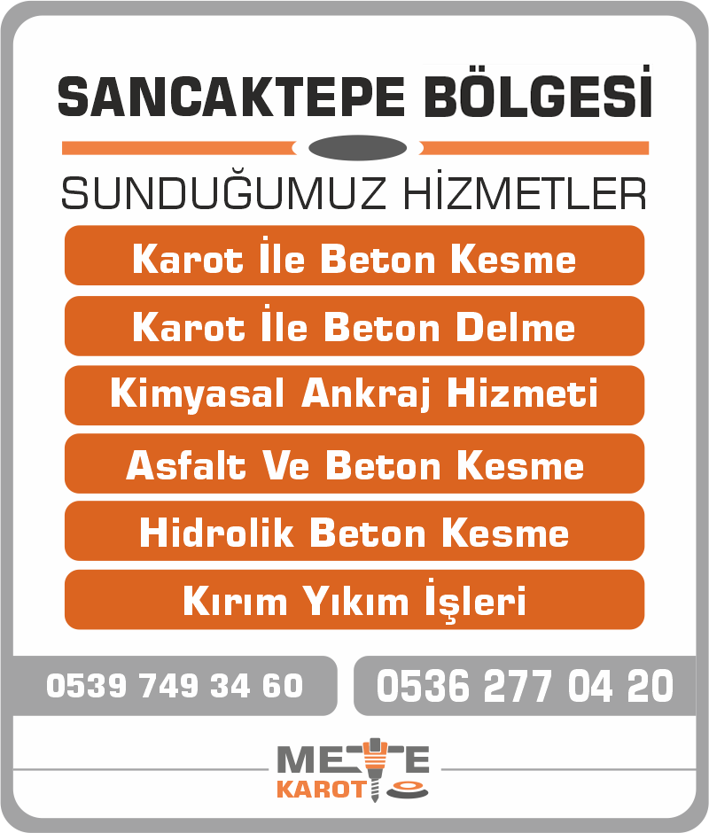 Sancaktepe Karot Kesme ve Delme Beton Delme Asfalt Kesimi